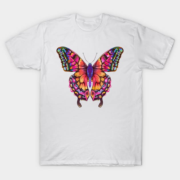 Groovy Colorful Butterfly T-Shirt by rosiemoonart